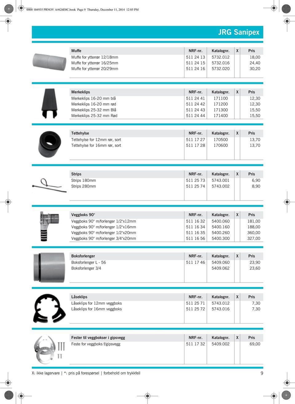 X Pris Merkeklips 16-20 mm blå 511 24 41 171100 12,30 Merkeklips 16-20 mm rød 511 24 42 171200 12,30 Merkeklips 25-32 mm Blå 511 24 43 171300 15,50 Merkeklips 25-32 mm Rød 511 24 44 171400 15,50