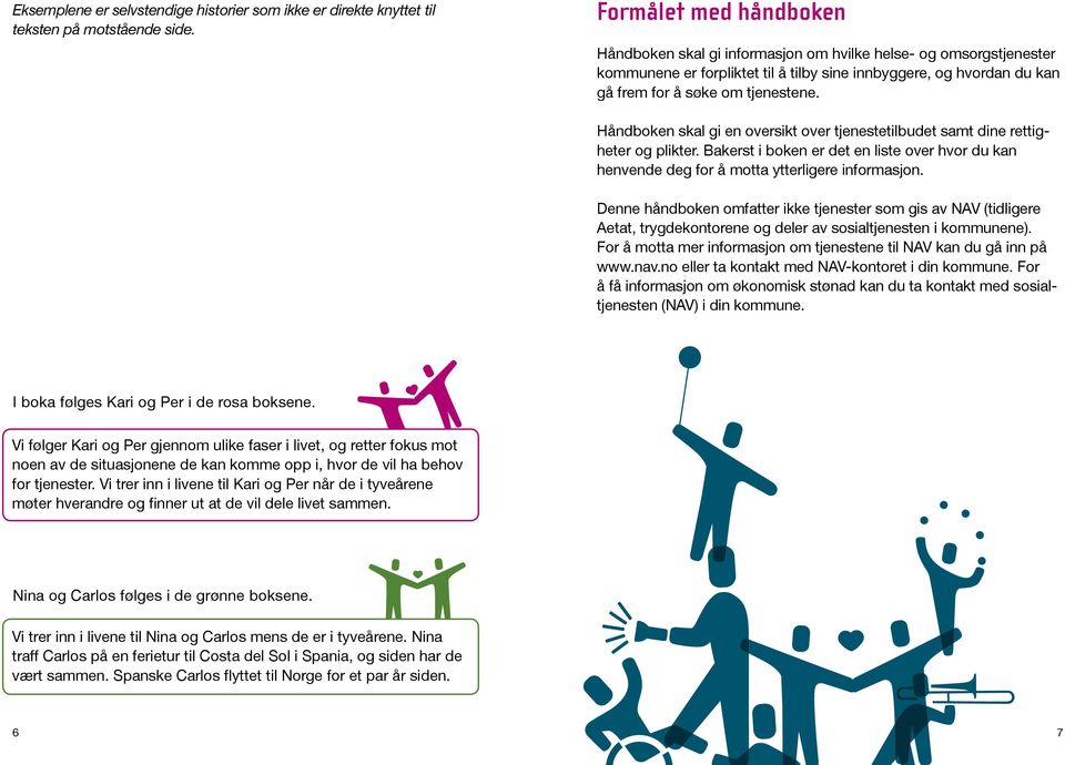 Håndboken skal gi en oversikt over tjenestetilbudet samt dine rettigheter og plikter. Bakerst i boken er det en liste over hvor du kan henvende deg for å motta ytterligere informasjon.
