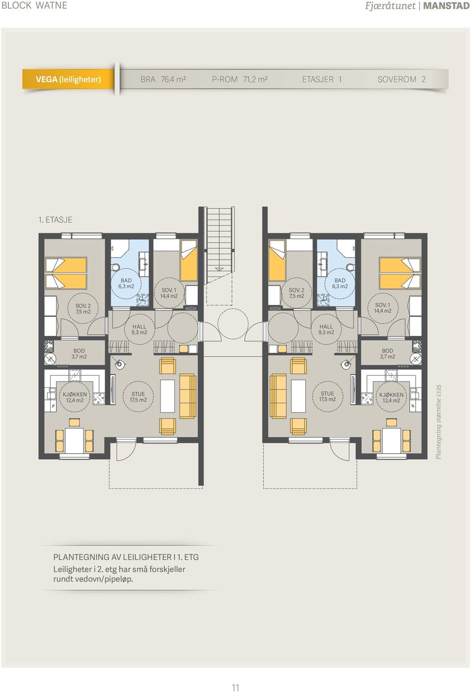 1 14,4 m2 SOV. 2 7,5 m2 BAD 6,3 m2 SOV.