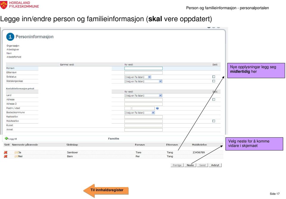 personalportalen Nye opplysningar legg seg