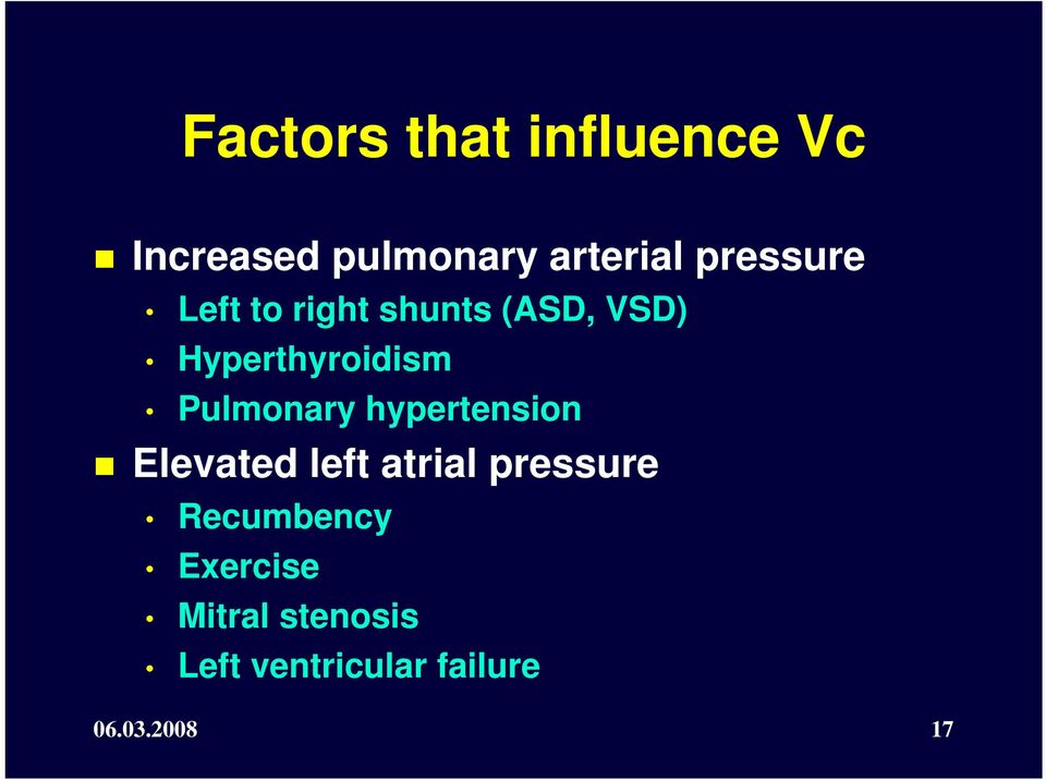 Pulmonary hypertension Elevated left atrial pressure