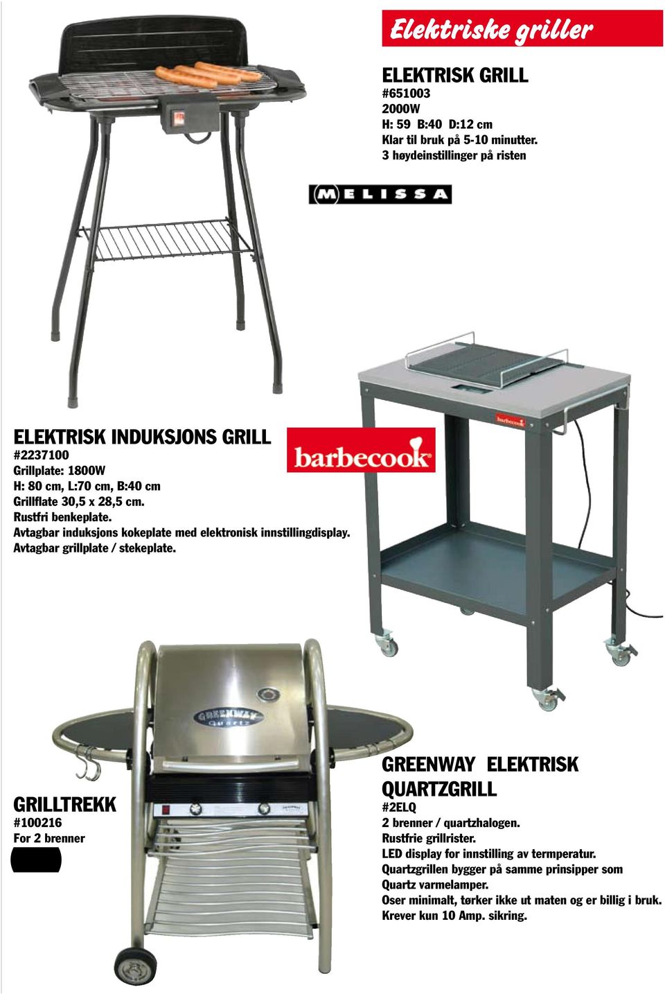 Avtagbar induksjons kokeplate med elektronisk innstillingdisplay. Avtagbar grillplate / stekeplate.