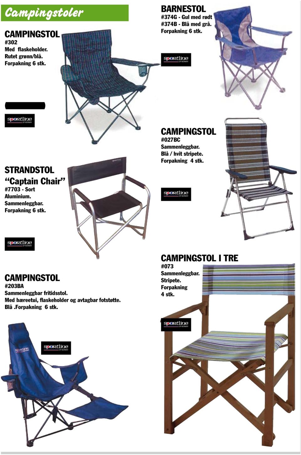 49,90 STRANDSTOL Captain Chair #7703 - Sort Aluminium. Sammenleggbar. CAMPINGSTOL #027BC Sammenleggbar.