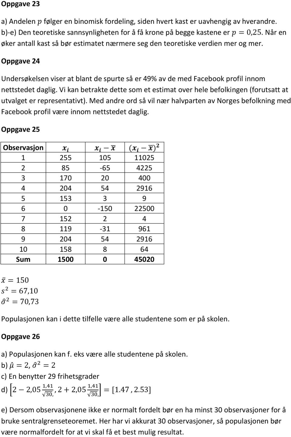 Vi kan betrakte dette som et estimat over hele befolkingen (forutsatt at utvalget er representativt).