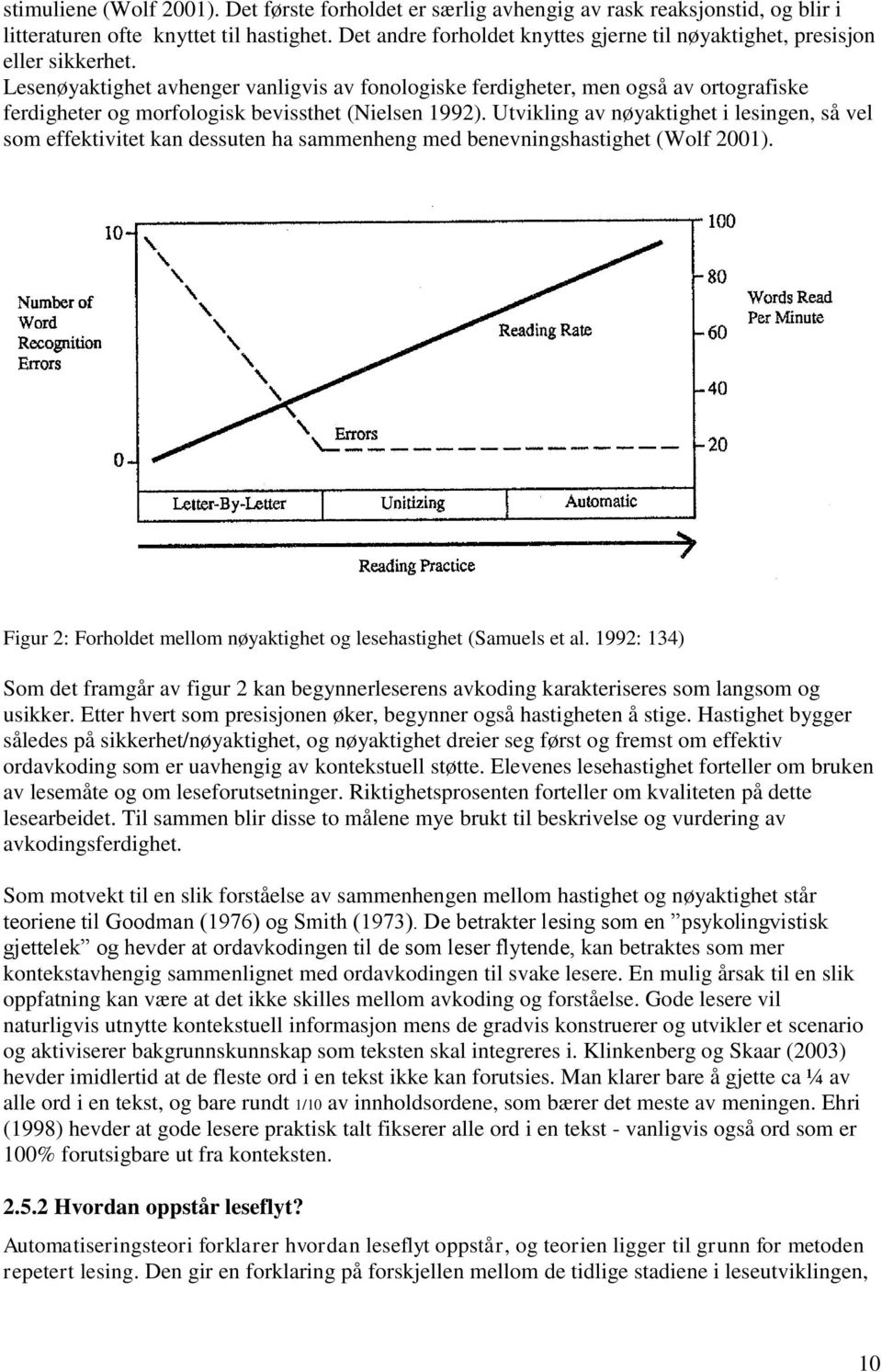 Lesenøyaktighet avhenger vanligvis av fonologiske ferdigheter, men også av ortografiske ferdigheter og morfologisk bevissthet (Nielsen 1992).