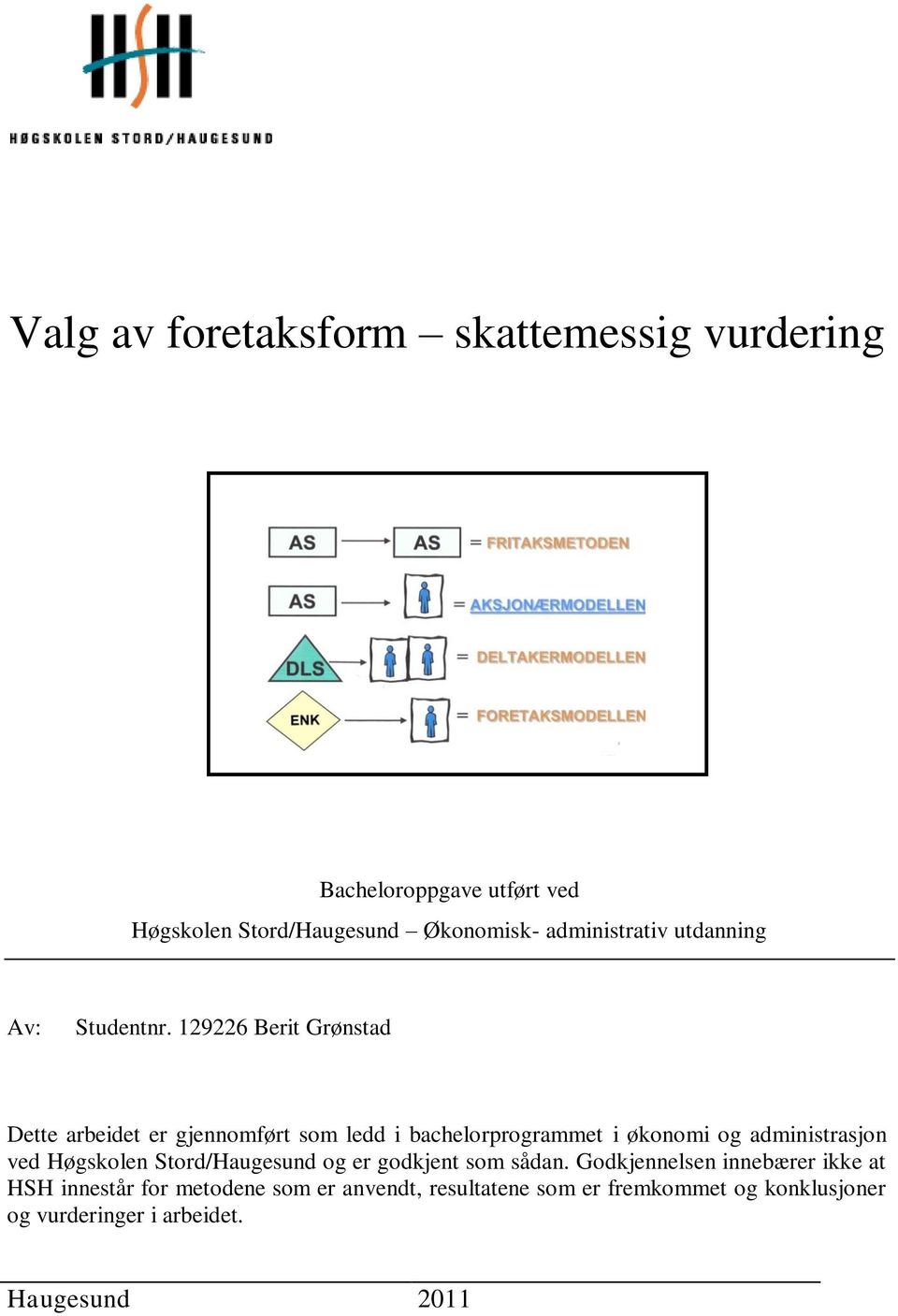 129226 Berit Grønstad Dette arbeidet er gjennomført som ledd i bachelorprogrammet i økonomi og administrasjon ved