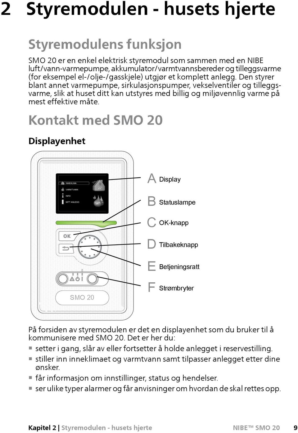 Den styrer blant annet varmepumpe, sirkulasjonspumper, vekselventiler og tilleggsvarme, slik at huset ditt kan utstyres med billig og miljøvennlig varme på mest effektive måte.