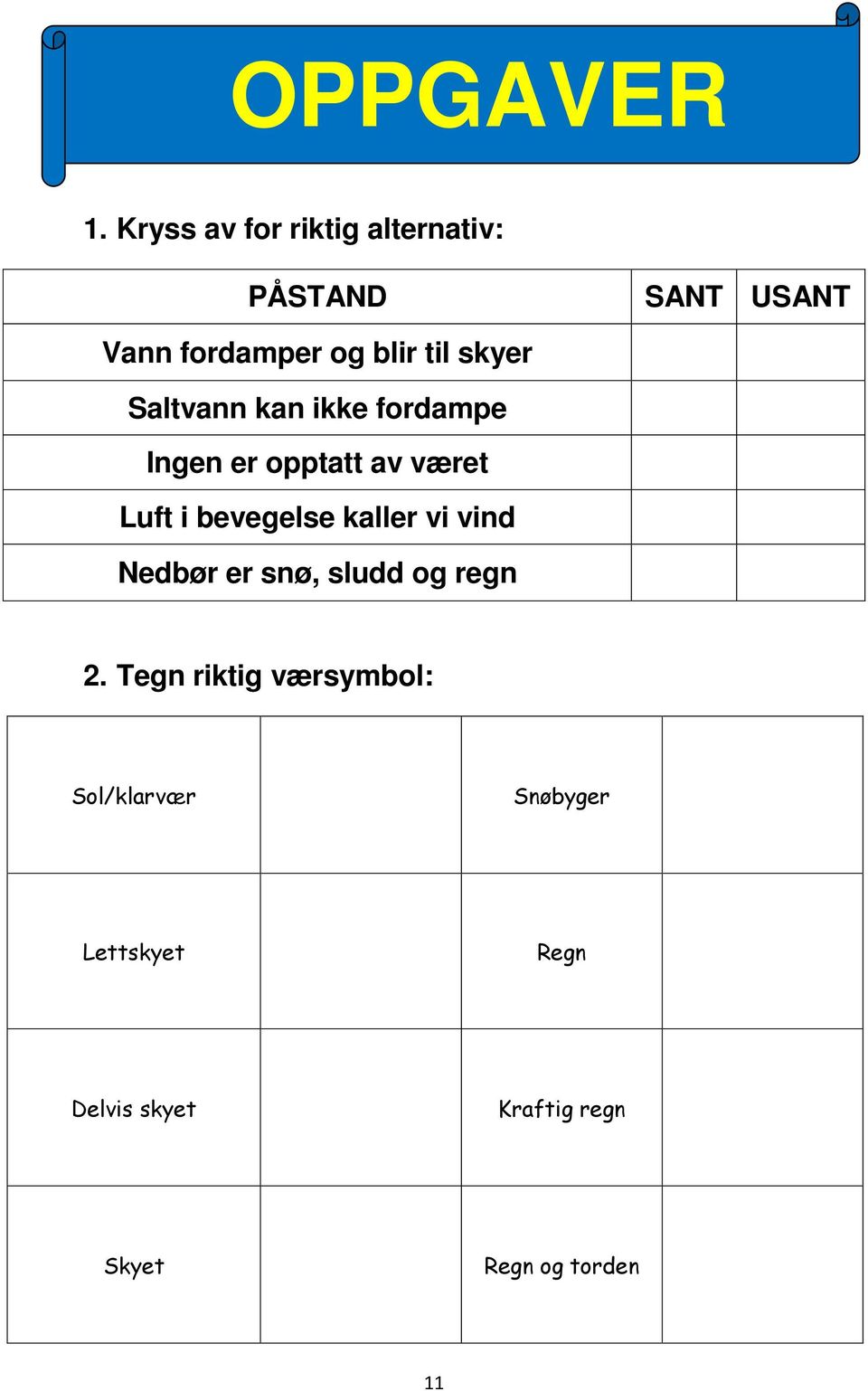 skyer Saltvann kan ikke fordampe Ingen er opptatt av været Luft i bevegelse