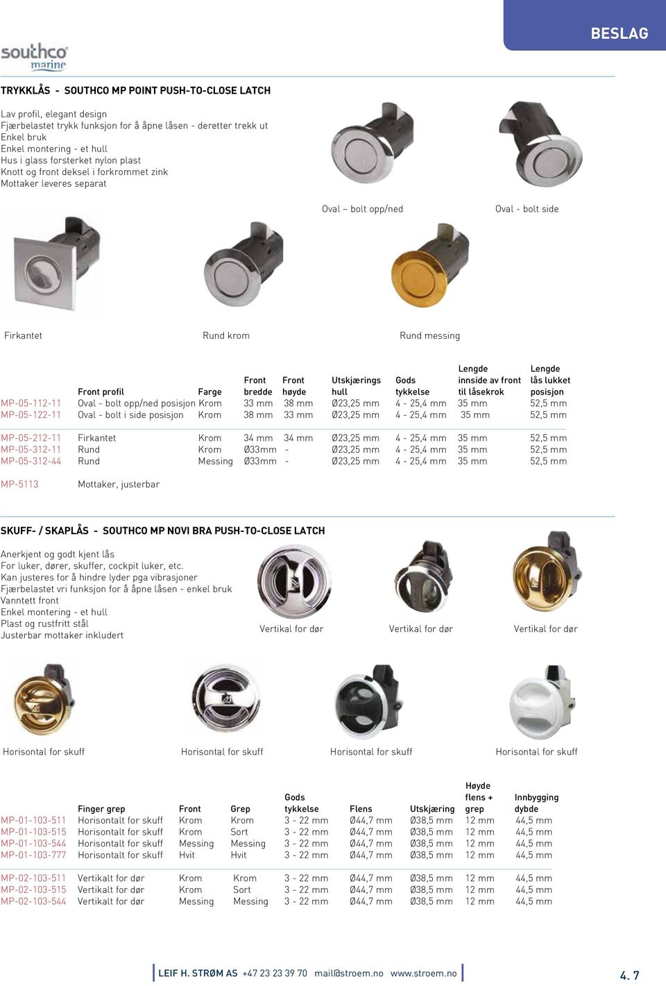 innside av front lås lukket Front profil Farge bredde høyde hull tykkelse til låsekrok posisjon MP-05-112-11 Oval - bolt opp/ned posisjon Krom 33 mm 38 mm Ø23,25 mm 4-25,4 mm 35 mm 52,5 mm