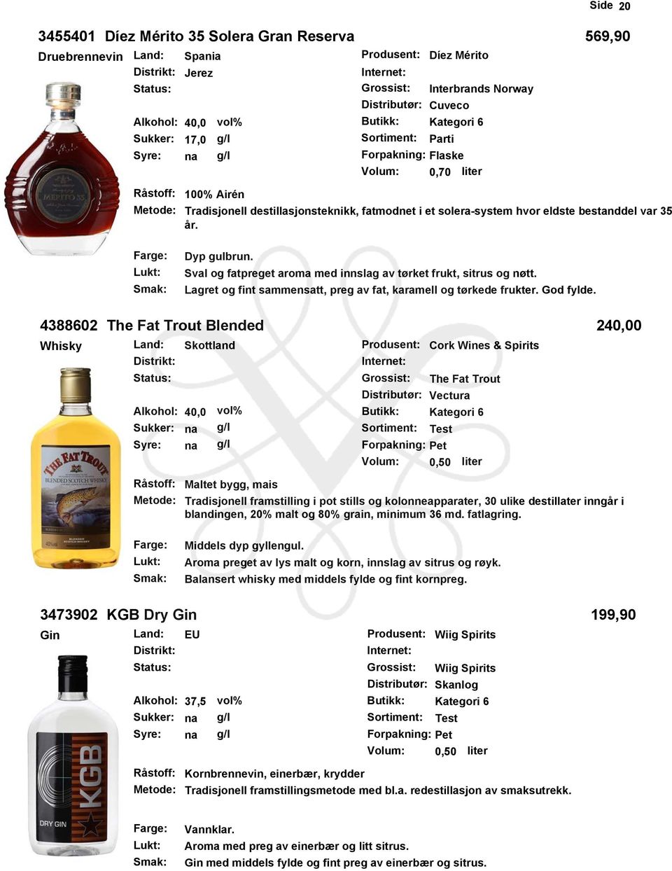 Sval og fatpreget aroma med innslag av tørket frukt, sitrus og nøtt. Lagret og fint sammensatt, preg av fat, karamell og tørkede frukter. God fylde.