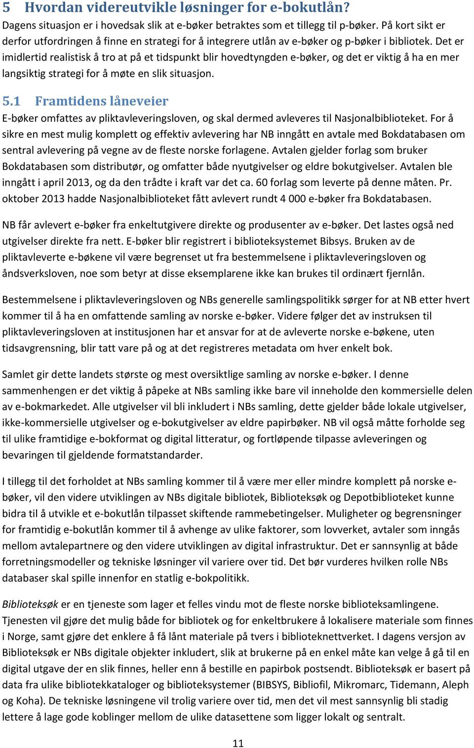 Det er imidlertid realistisk å tro at på et tidspunkt blir hovedtyngden e-bøker, og det er viktig å ha en mer langsiktig strategi for å møte en slik situasjon. 5.