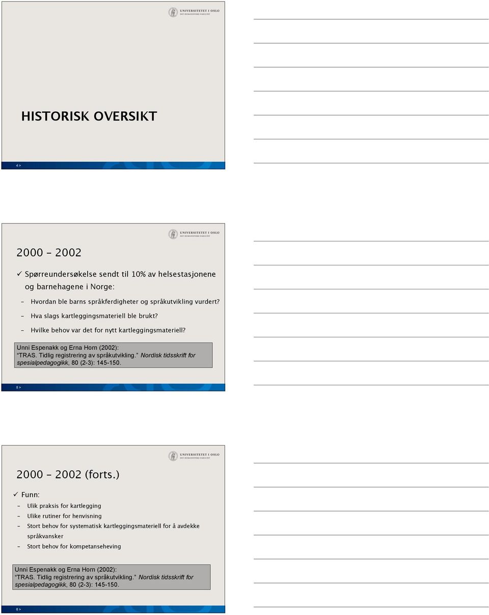 Nordisk tidsskrift for spesialpedagogikk, 80 (2-3): 145-150. 2000 2002 (forts.