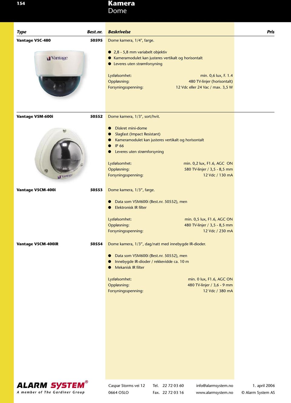 Diskret mini-dome Slagfast (Impact Resistant) Kameramodulet kan justeres vertikalt og horisontalt IP 66 Leveres uten strømforsyning Lysfølsomhet: min. 0,2 lux, F1.