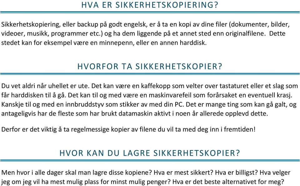 Det kan være en kaffekopp som velter over tastaturet eller et slag som får harddisken til å gå. Det kan til og med være en maskinvarefeil som forårsaket en eventuell krasj.