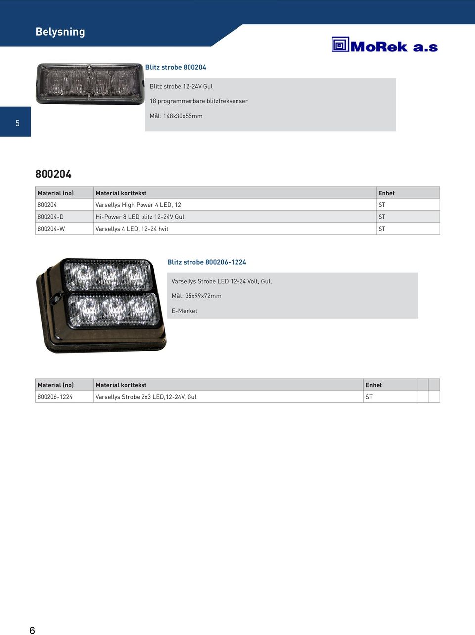 12-24V Gul 800204-W Varsellys 4 LED, 12-24 hvit Blitz strobe 800206-1224 Varsellys