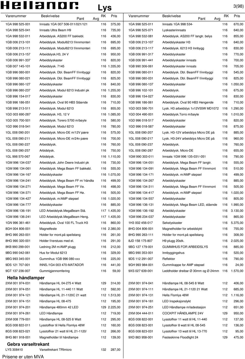 Modul6213 f/innmonteri 116 695,00 1GB 006 213-107 Arbeidslyskaster H3 116 640,00 1GB 006 213-111 Arbeidslysk. Modul6213 f/innmonteri 116 695,00 1GB 006 213-117 Arbeidslysk.