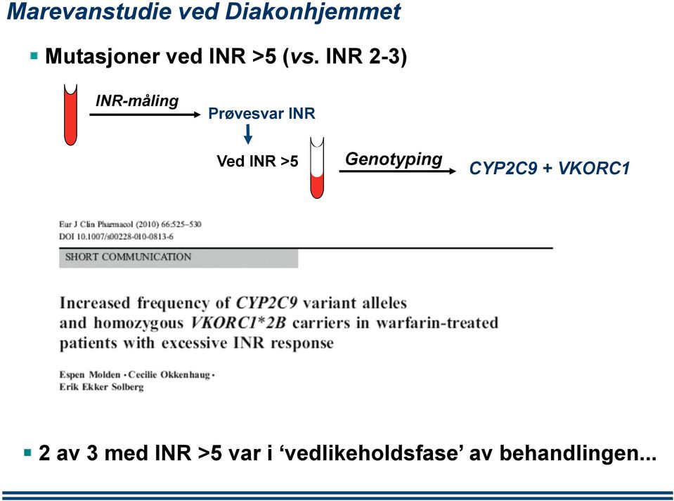 INR 2-3) INR-måling Prøvesvar INR Ved INR >5