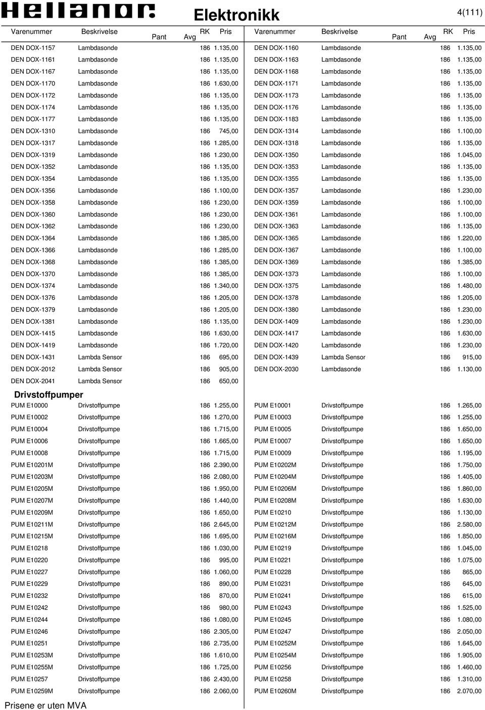 135,00 DEN DOX-1174 Lambdasonde 186 1.135,00 DEN DOX-1176 Lambdasonde 186 1.135,00 DEN DOX-1177 Lambdasonde 186 1.135,00 DEN DOX-1183 Lambdasonde 186 1.