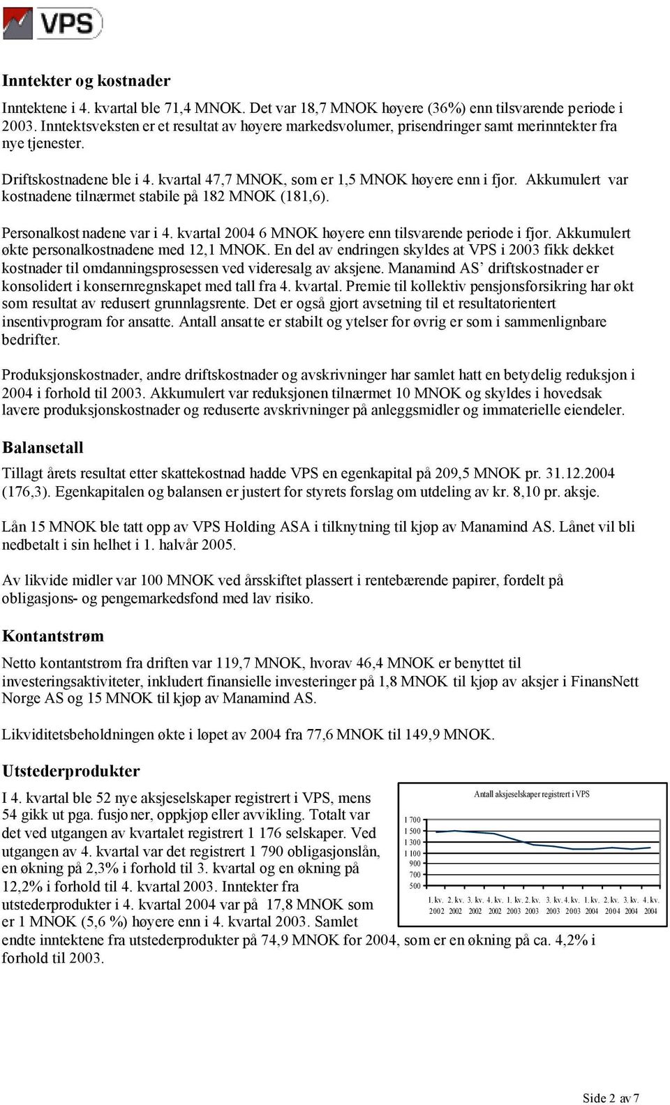 Akkumulert var kostnadene tilnærmet stabile på 182 MNOK (181,6). Personalkost nadene var i 4. kvartal 6 MNOK høyere enn tilsvarende periode i fjor. Akkumulert økte personalkostnadene med 12,1 MNOK.