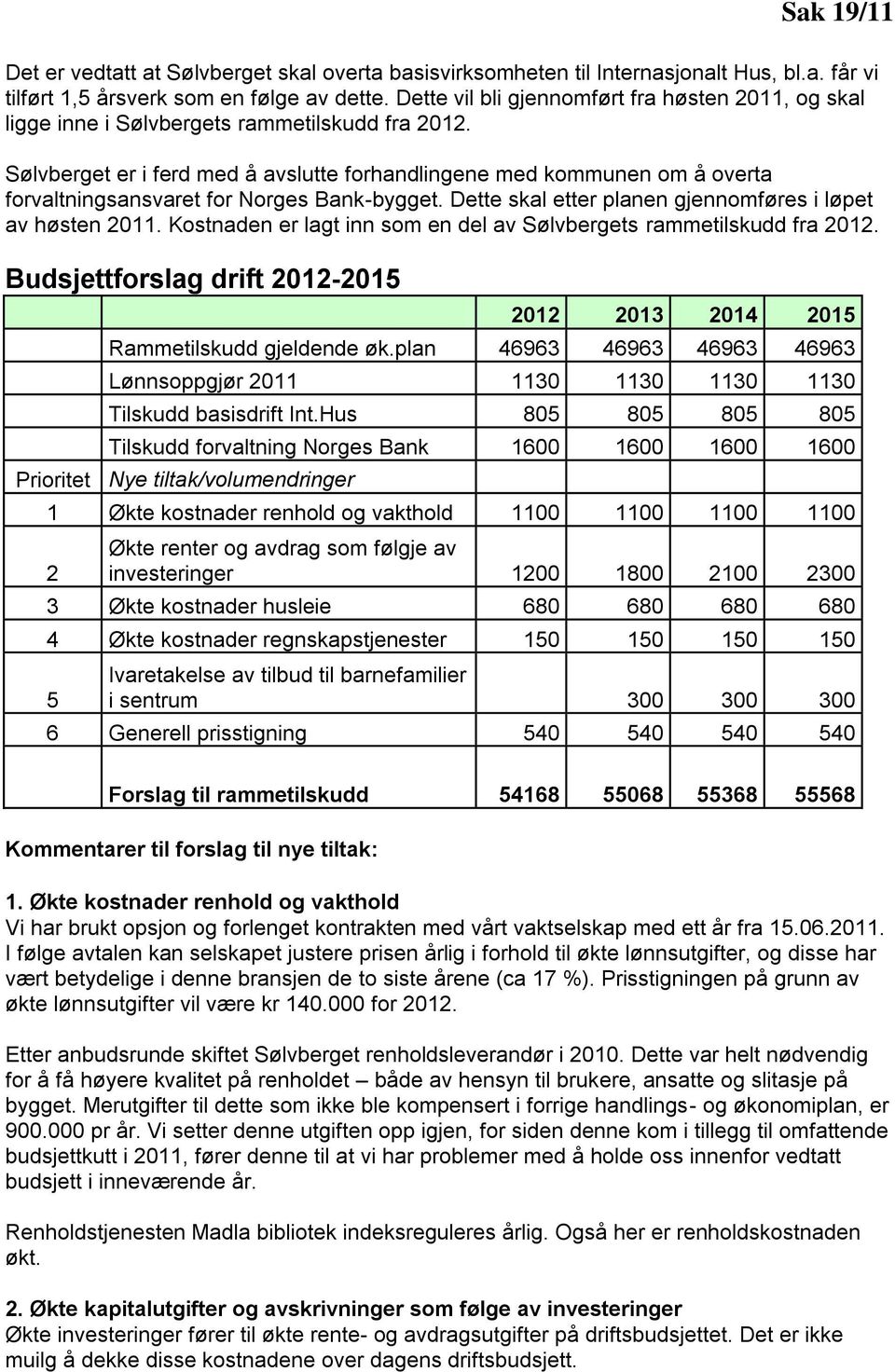 Sølvberget er i ferd med å avslutte forhandlingene med kommunen om å overta forvaltningsansvaret for Norges Bank-bygget. Dette skal etter planen gjennomføres i løpet av høsten 2011.