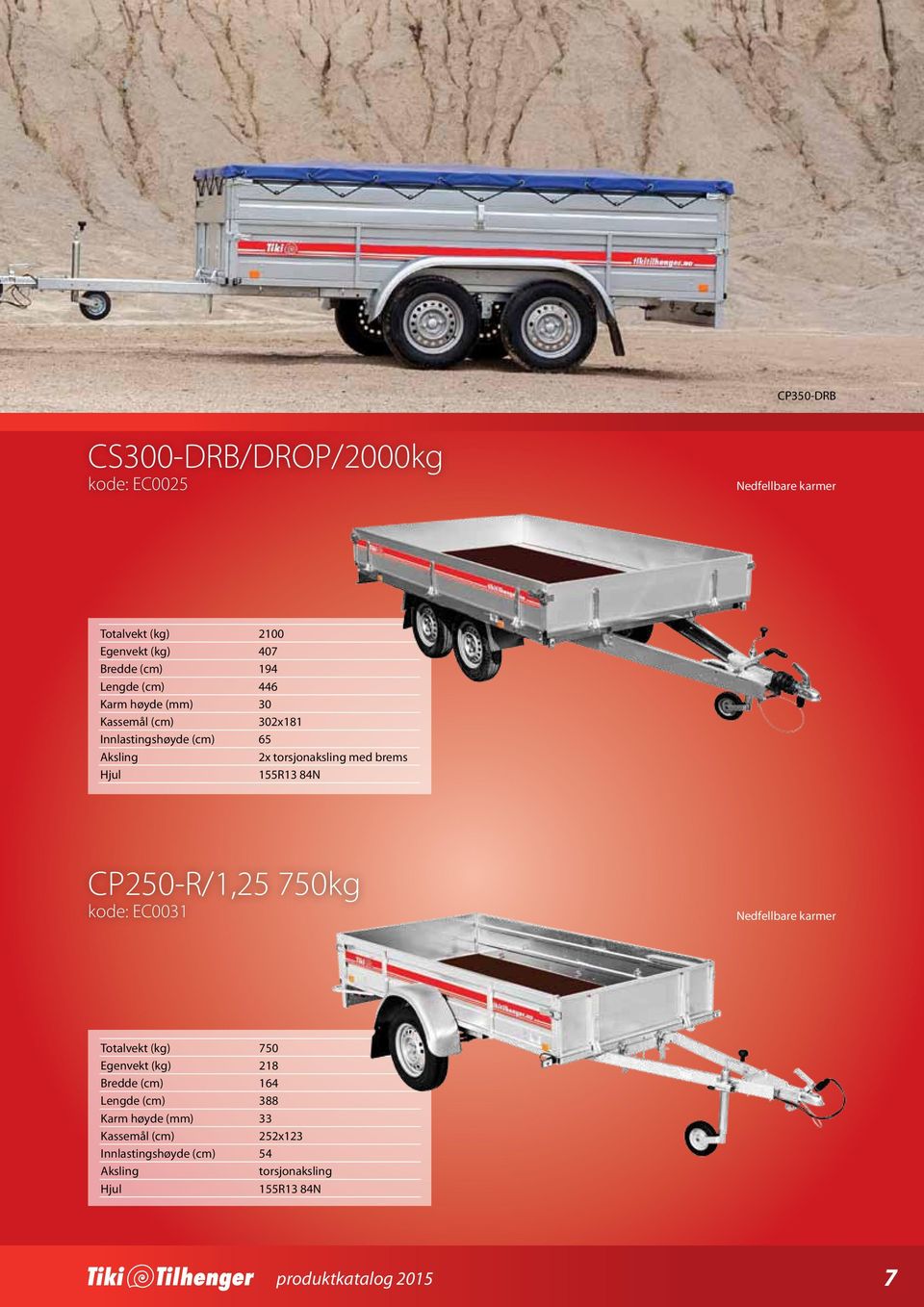 84N CP250-R/1,25 750kg kode: EC0031 Nedfellbare karmer Totalvekt (kg) 750 Egenvekt (kg) 218 Bredde (cm) 164 Lengde (cm) 388