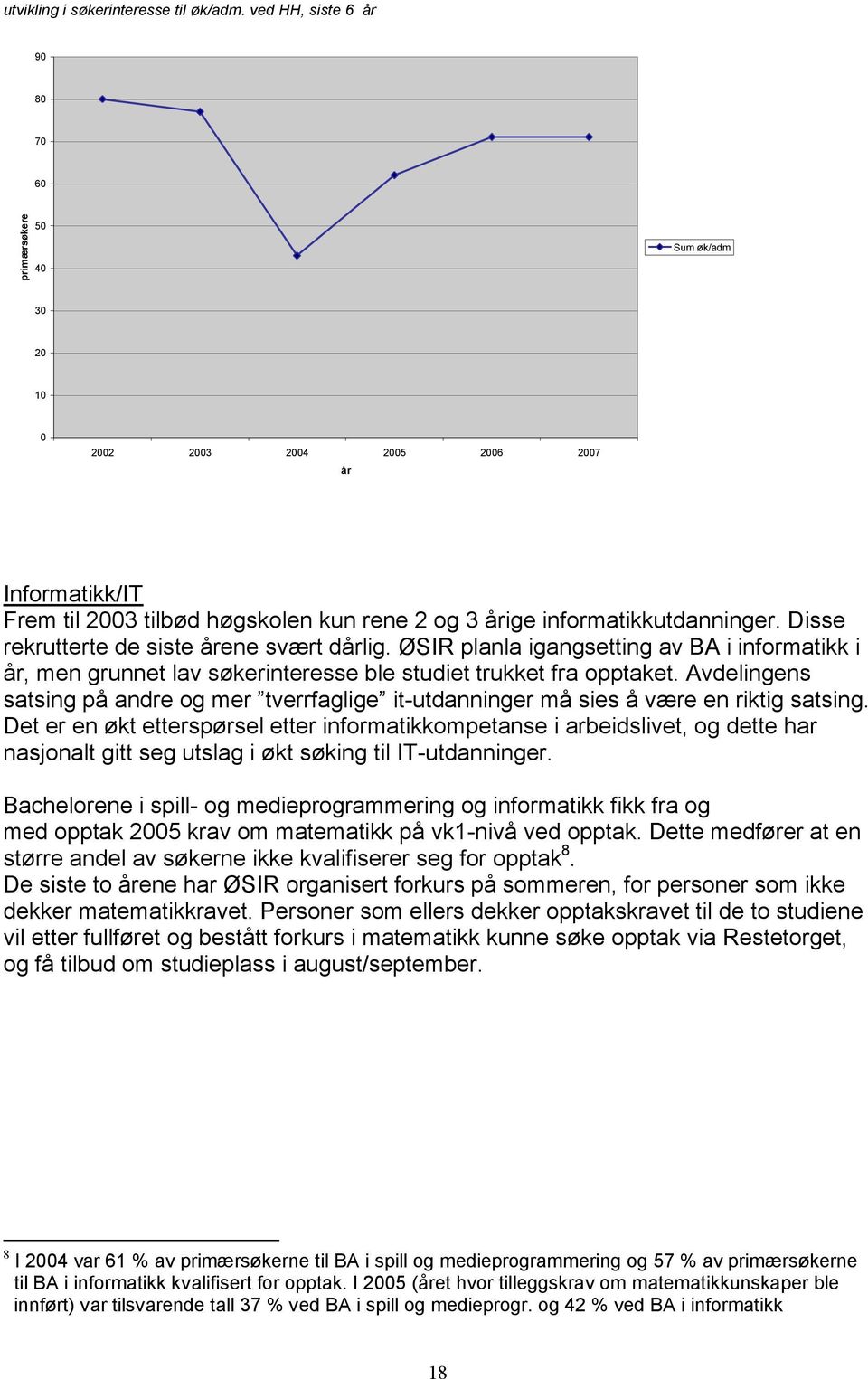 Disse rekrutterte de siste årene svært dårlig. ØSIR planla igangsetting av BA i informatikk i år, men grunnet lav søkerinteresse ble studiet trukket fra opptaket.