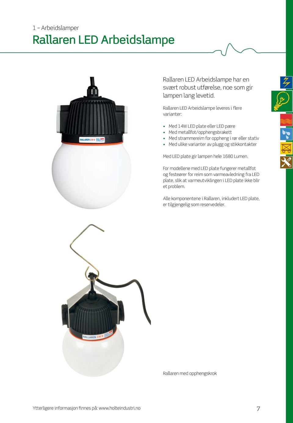 Med ulike varianter av plugg og stikkontakter Med LED plate gir lampen hele 1680 Lumen.