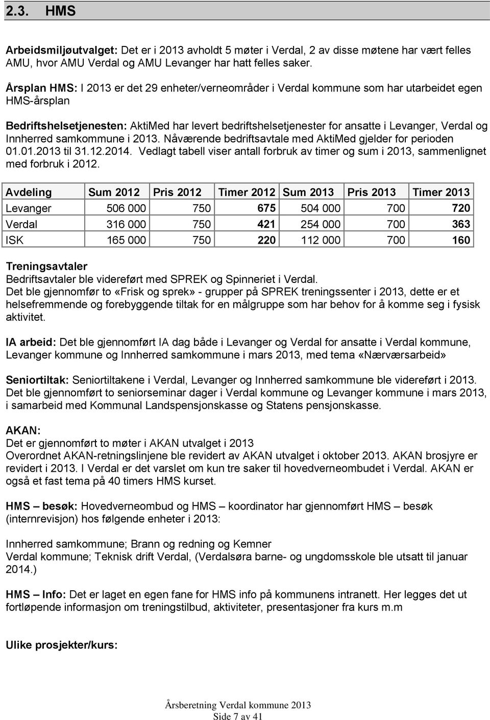 Verdal og Innherred samkommune i 2013. Nåværende bedriftsavtale med AktiMed gjelder for perioden 01.01.2013 til 31.12.2014.