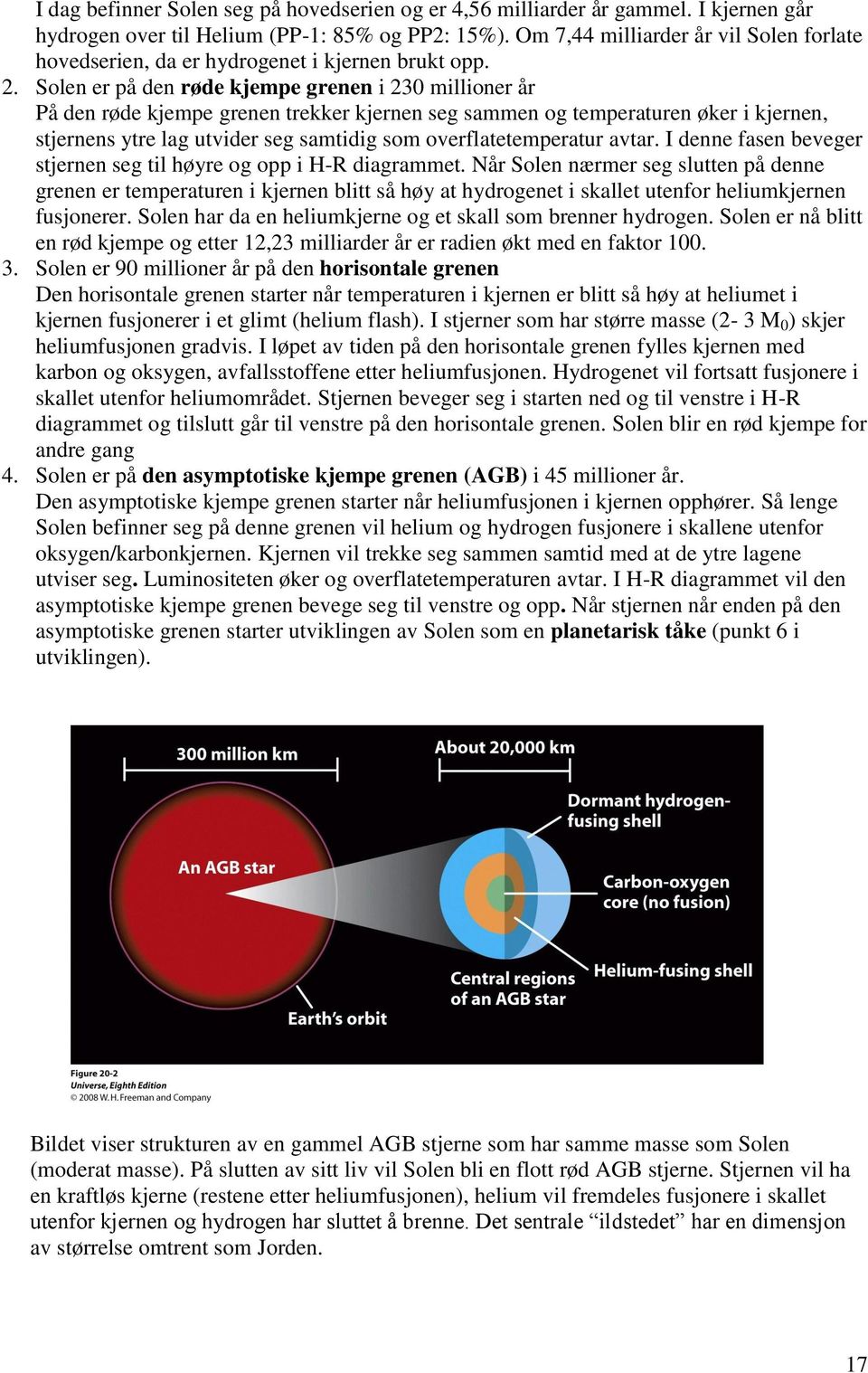 Solen er på den røde kjempe grenen i 230 millioner år På den røde kjempe grenen trekker kjernen seg sammen og temperaturen øker i kjernen, stjernens ytre lag utvider seg samtidig som