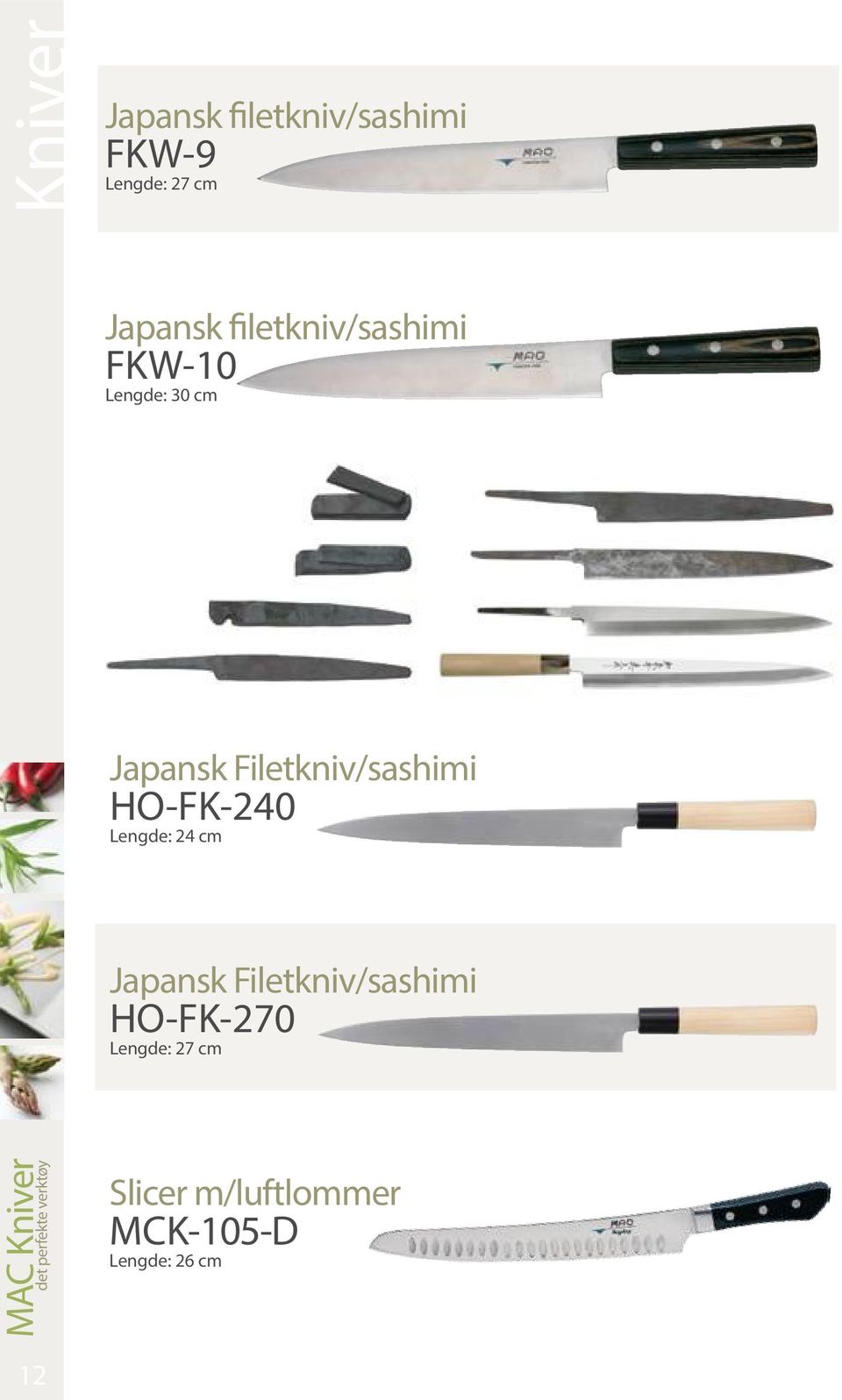 Filetkniv/sashimi HO-FK-240 Lengde: 24 cm Japansk