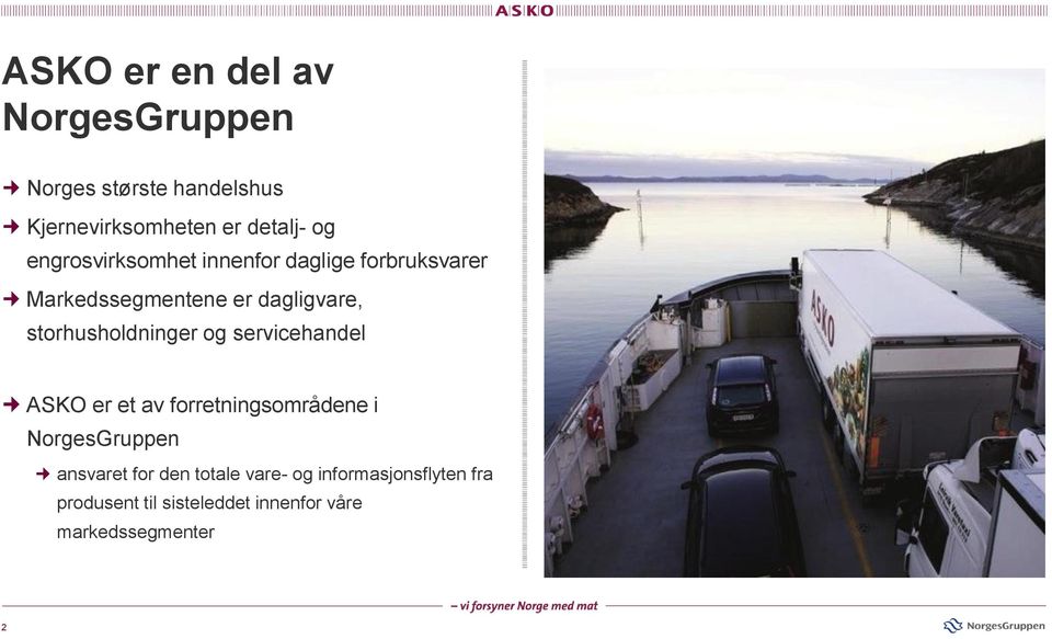 storhusholdninger og servicehandel ASKO er et av forretningsområdene i NorgesGruppen
