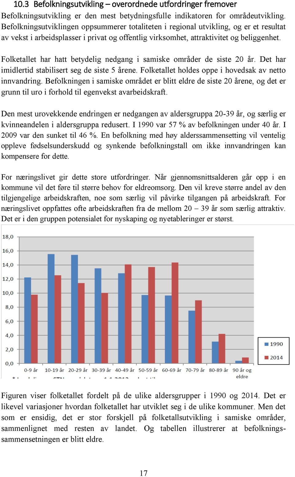 Folketallet har hatt betydelig nedgang i samiske områder de siste 20 år. Det har imidlertid stabilisert seg de siste 5 årene. Folketallet holdes oppe i hovedsak av netto innvandring.