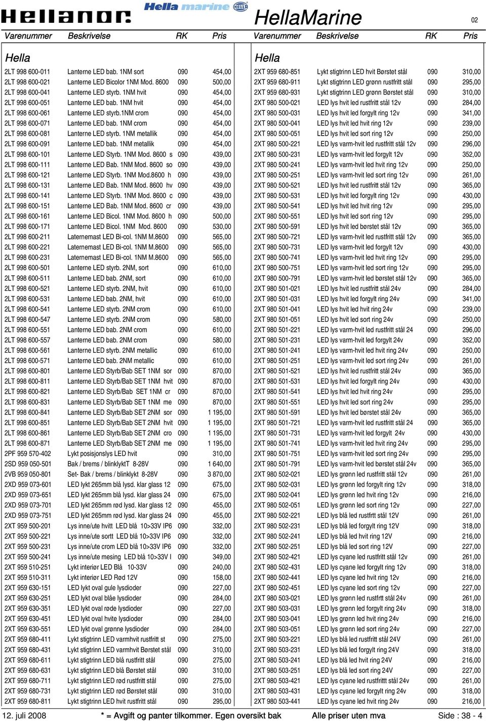 1NM crom 090 454,00 2LT 998 600-081 Lanterne LED styrb. 1NM metallik 090 454,00 2LT 998 600-091 Lanterne LED bab. 1NM metallik 090 454,00 2LT 998 600-101 Lanterne LED Styrb. 1NM Mod.