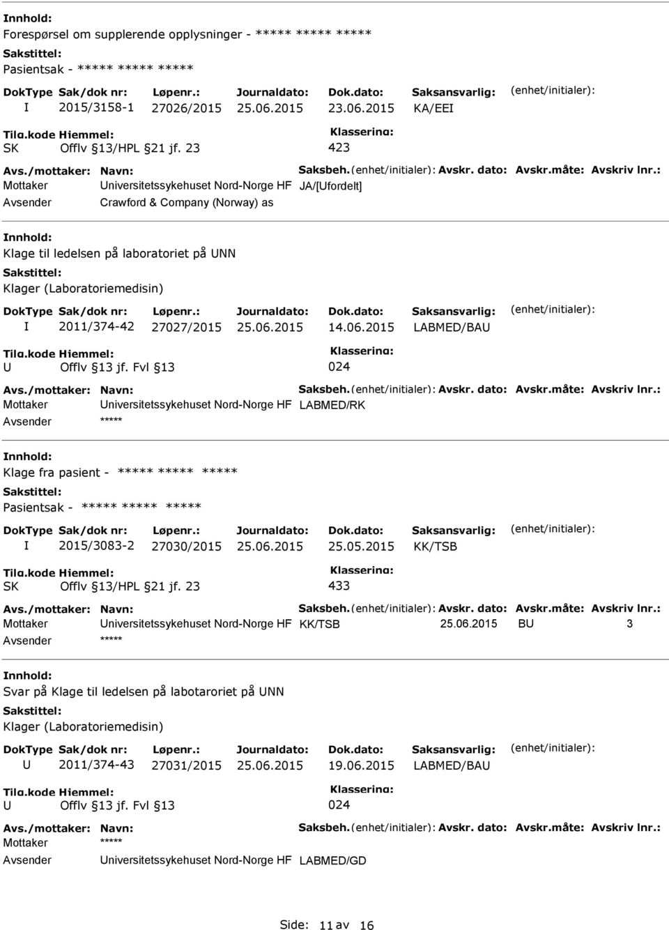 2015 LABMED/BA Offlv 13 jf. Fvl 13 024 Avs./mottaker: Navn: Saksbeh. Avskr. dato: Avskr.måte: Avskriv lnr.