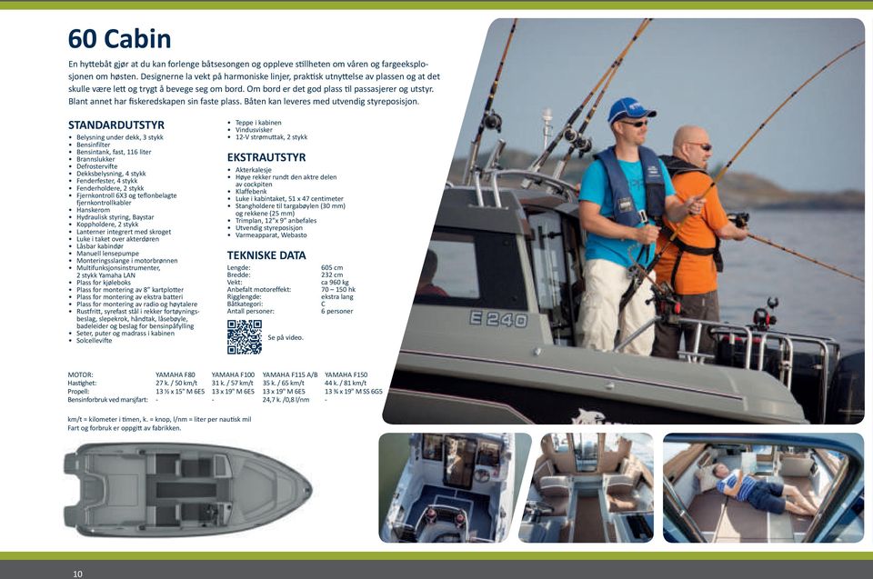 Blant annet har fiskeredskapen sin faste plass. Båten kan leveres med utvendig styreposisjon.