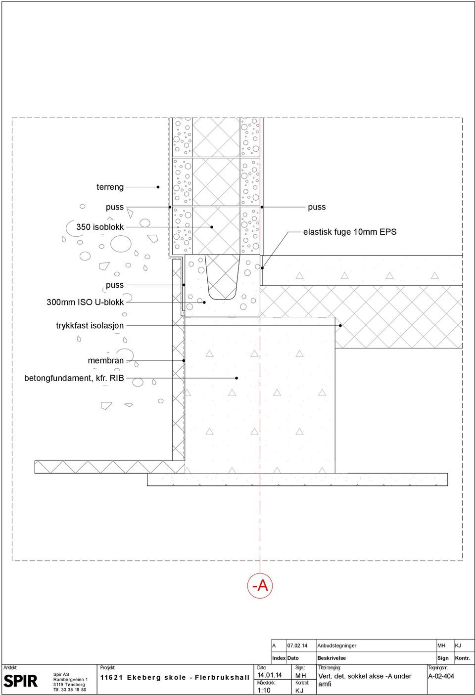 membran betongfundament, kfr. RIB -A 22.11.13 14.