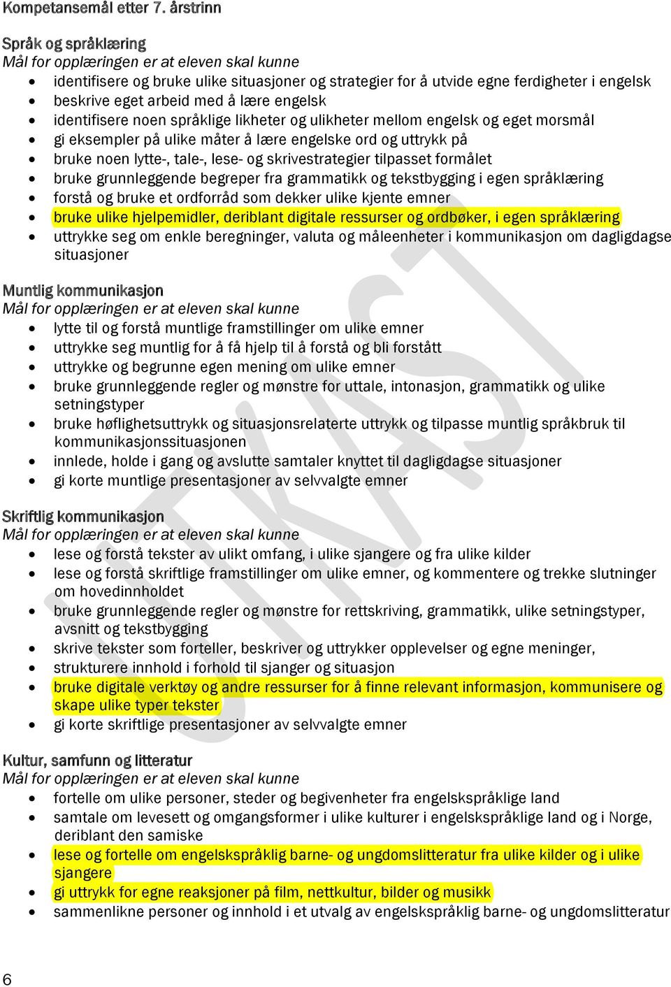 engelsk og eget morsmål gi eksempler på ulike måter å lære engelske ord og uttrykk på bruke noen lytte-, tale-, lese- og skrivestrategier tilpasset formålet bruke grunnleggende begreper fra