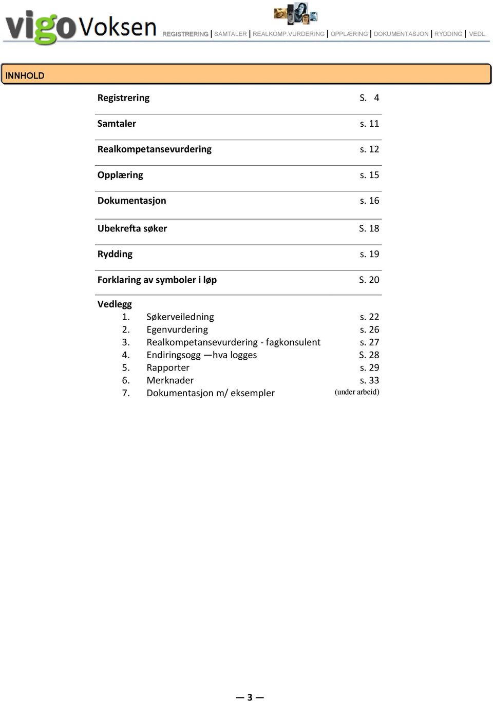 19 Forklaring av symboler i løp S. 20 Vedlegg 1. Søkerveiledning 2. Egenvurdering 3.