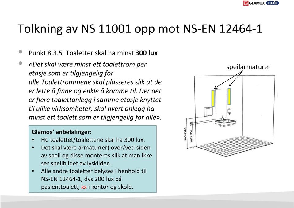 Der det er flere toalettanlegg i samme etasje knyttet til ulike virksomheter, skal hvert anlegg ha minst ett toalett som er tilgjengelig for alle».