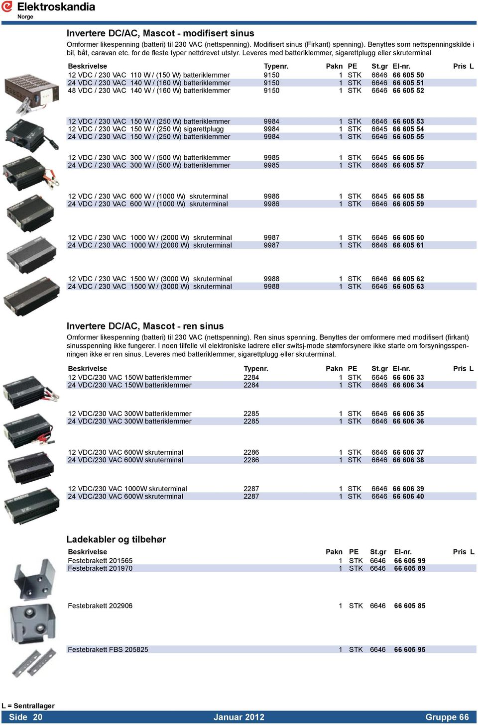 Pris L 12 VDC / 230 VAC 110 W / (150 W) batteriklemmer 9150 1 STK 6646 66 605 50 24 VDC / 230 VAC 140 W / (160 W) batteriklemmer 9150 1 STK 6646 66 605 51 48 VDC / 230 VAC 140 W / (160 W)