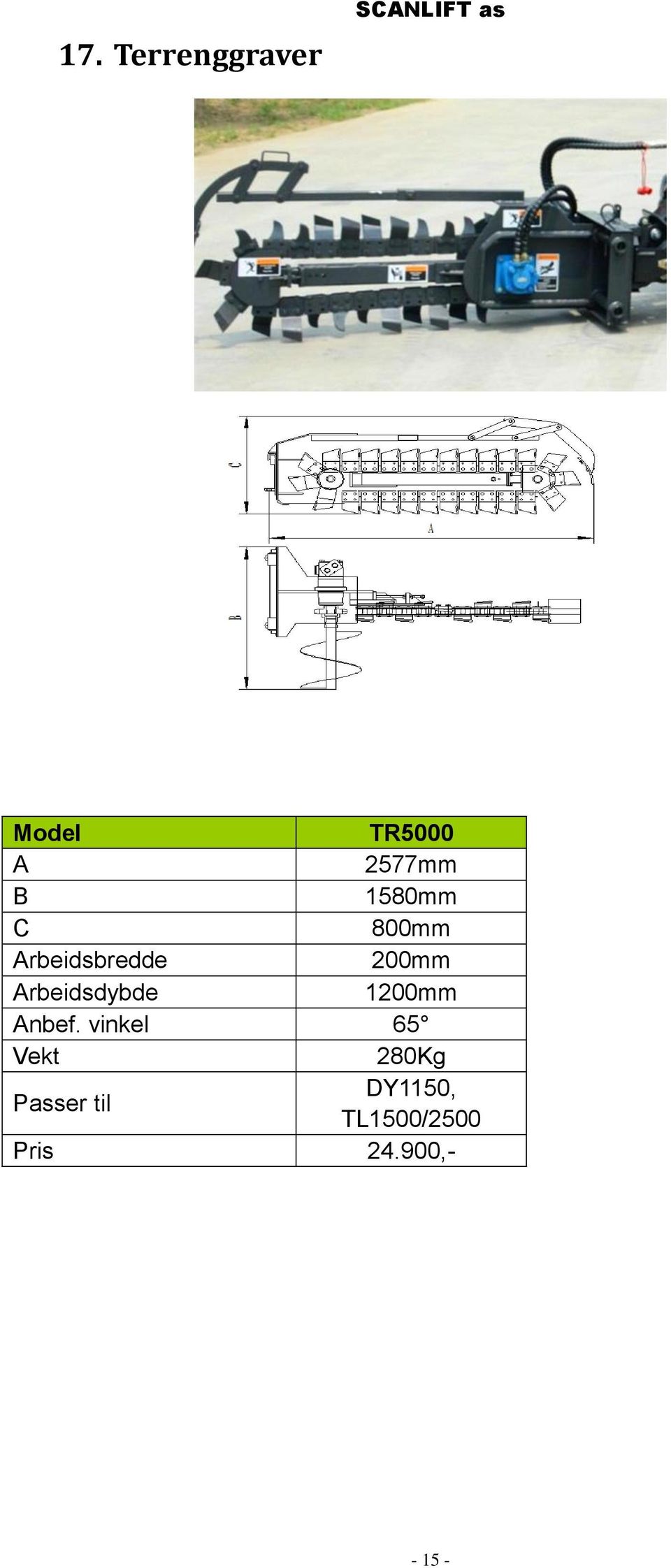 200mm rbeidsdybde 1200mm nbef.