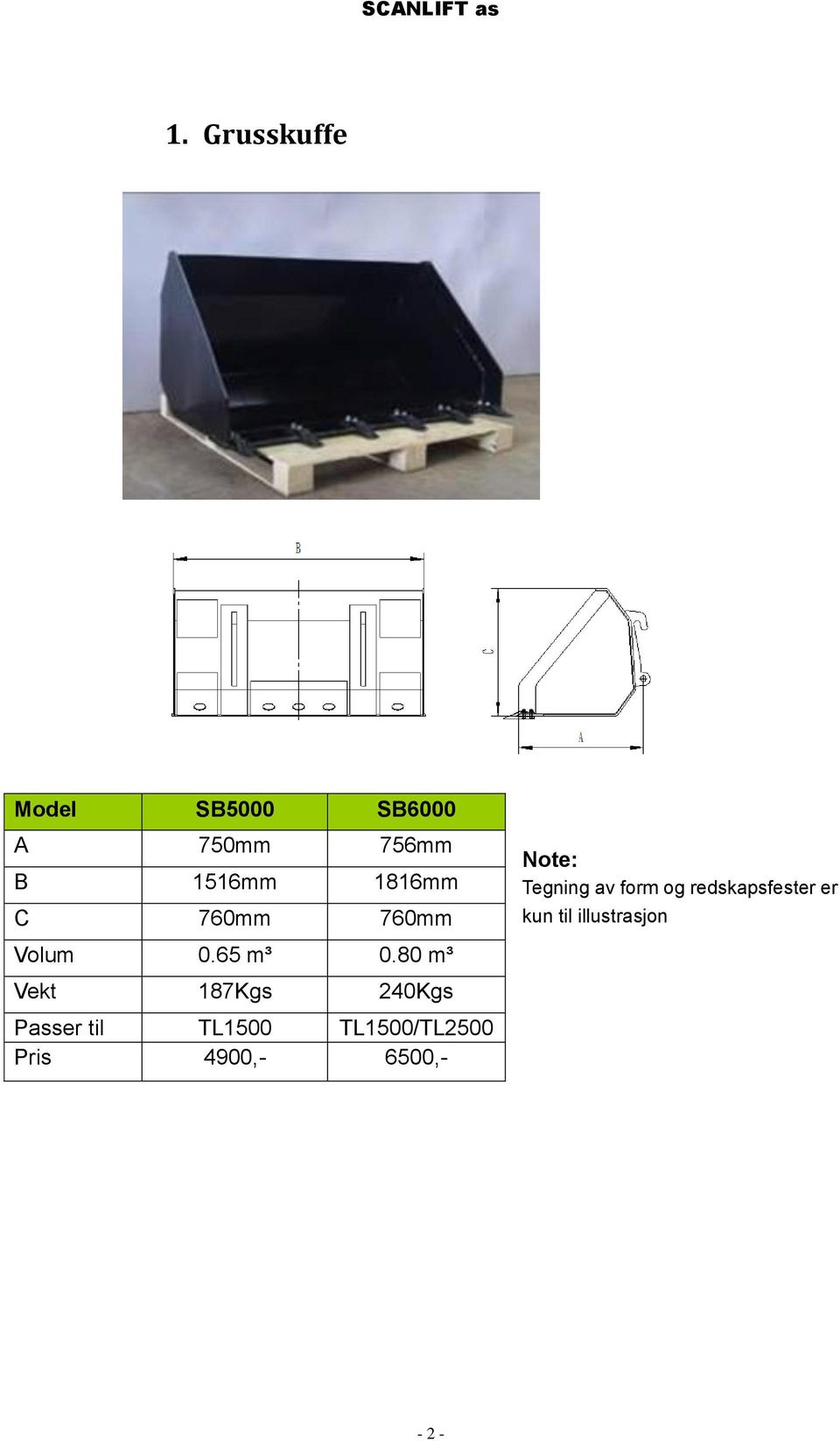 760mm Volum 0.65 m³ 0.