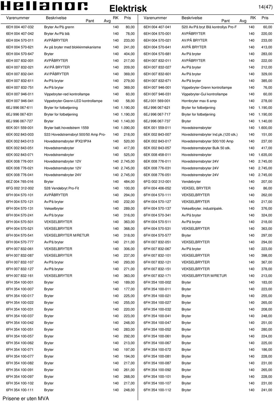 140 404,00 6EH 004 570-681 Av/På bryter 140 283,00 6EH 007 832-001 AVPÅBRYTER 140 217,00 6EH 007 832-011 AVPÅBRYTER 140 222,00 6EH 007 832-021 AV/PÅ BRYTER 140 209,00 6EH 007 832-027 Av/På bryter 140