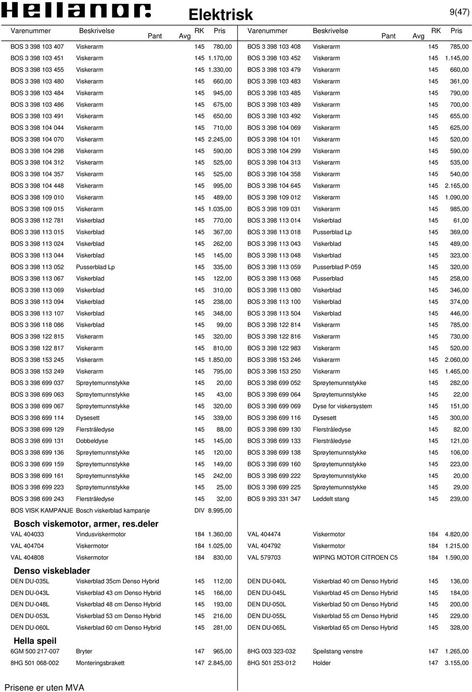 330,00 BOS 3 398 103 479 Viskerarm 145 660,00 BOS 3 398 103 480 Viskerarm 145 660,00 BOS 3 398 103 483 Viskerarm 145 361,00 BOS 3 398 103 484 Viskerarm 145 945,00 BOS 3 398 103 485 Viskerarm 145