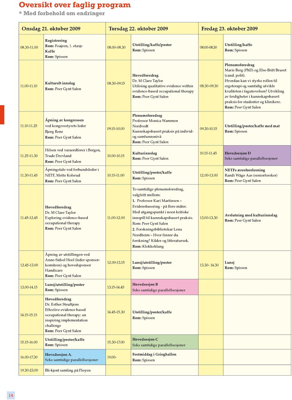 M Clar Taylor Utilisig qualitativ vidc withi vidc-basd occupatioal thrapy Rom: Pr Gyt Sal 08.30-09.30 Plumsfordrag Mari Brg (PhD) og Els-Britt Brust (cad. polit).