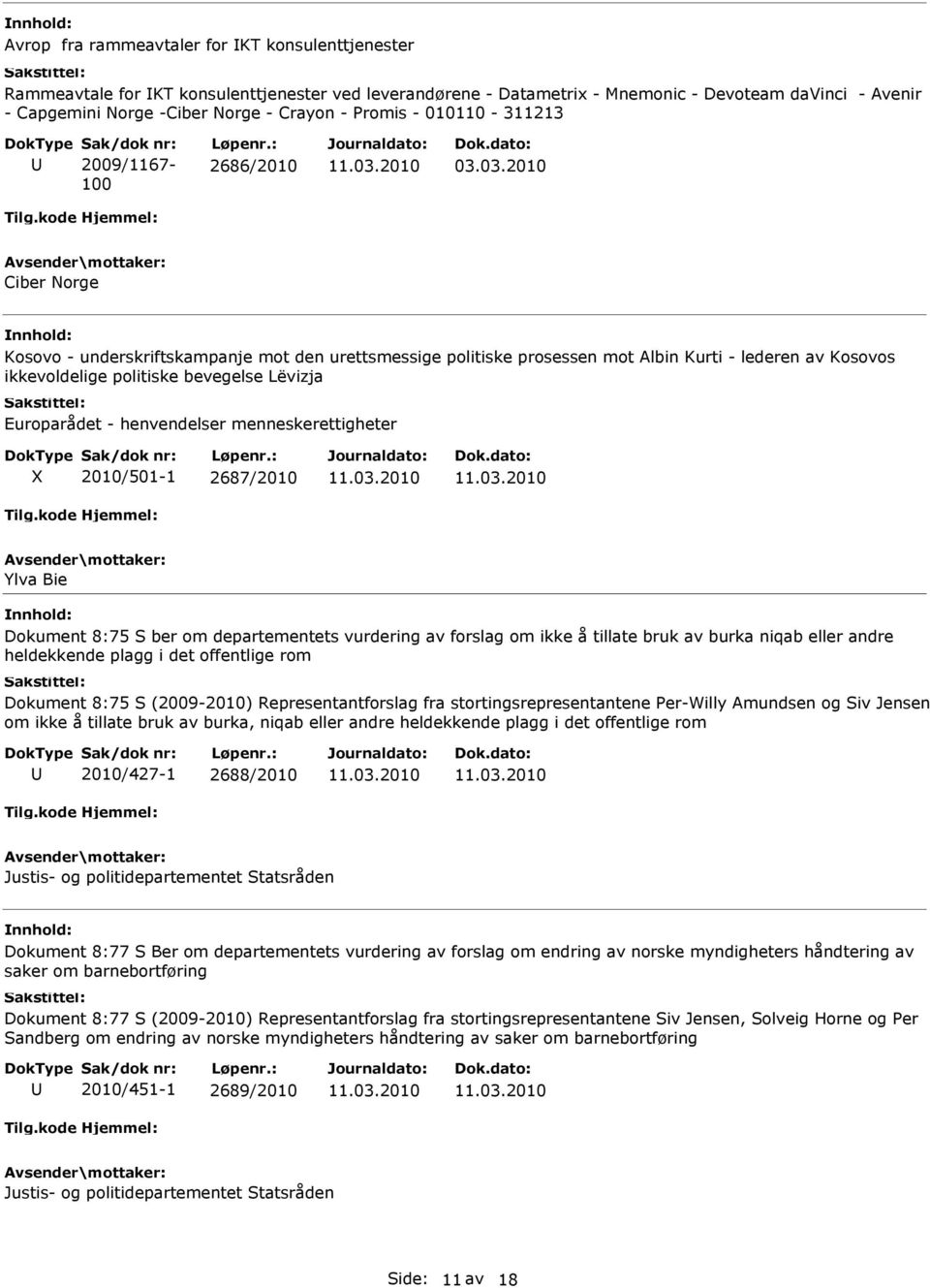 03.2010 Ciber Norge Kosovo - underskriftskampanje mot den urettsmessige politiske prosessen mot Albin Kurti - lederen av Kosovos ikkevoldelige politiske bevegelse Lëvizja Europarådet - henvendelser