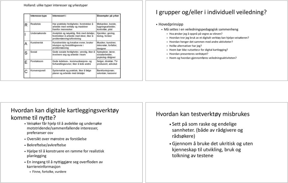 forestillingsevne i problemløsning Sosial Gode sosiale ferdigheter, vennlig, liker å involvere seg og arbeide i team Foretaksom Gode ledelses-, kommunikasjons- og forhandlingsevner, liker å lede