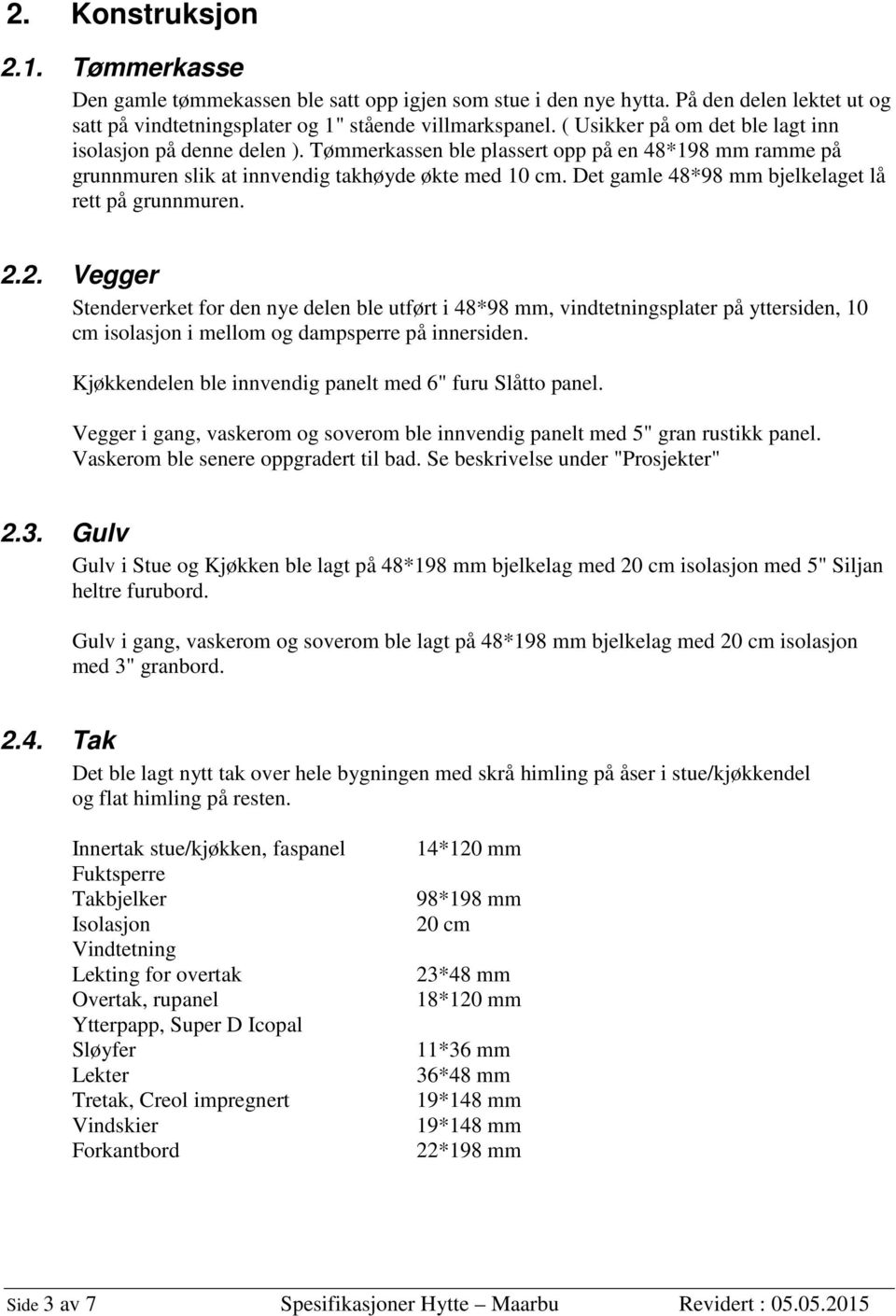 Det gamle 48*98 mm bjelkelaget lå rett på grunnmuren. 2.