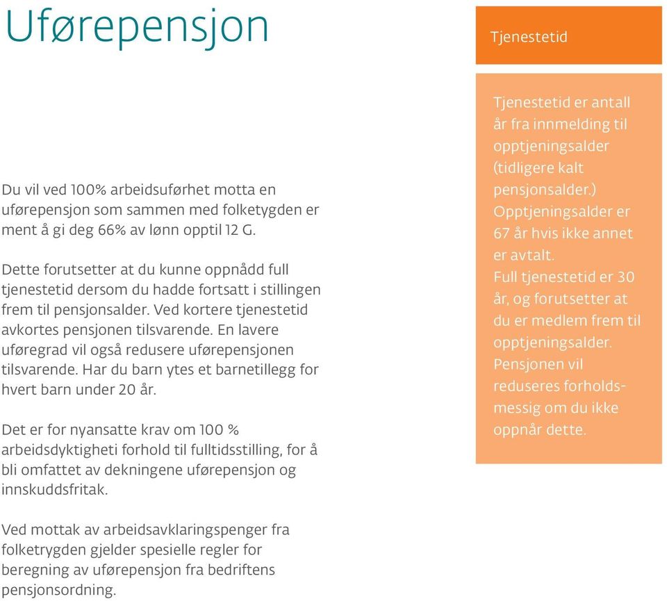 En lavere uføregrad vil også redusere uførepensjonen tilsvarende. Har du barn ytes et barnetillegg for hvert barn under 20 år.