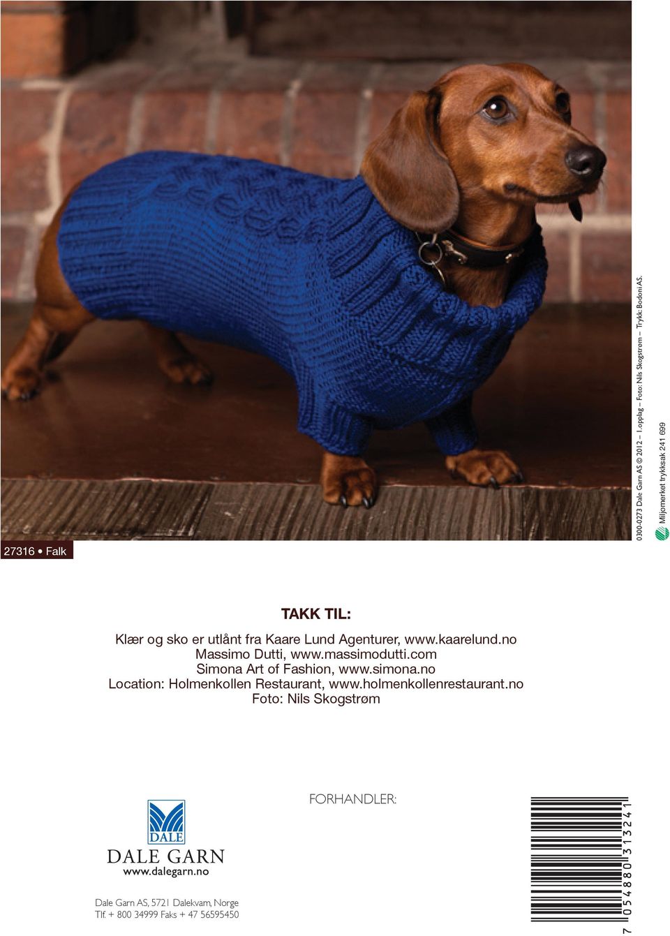 DALE GARN. TINE SOLHEIM Design 273 COTINGA DALE ALPAKKA FALK HEGRE - PDF  Free Download